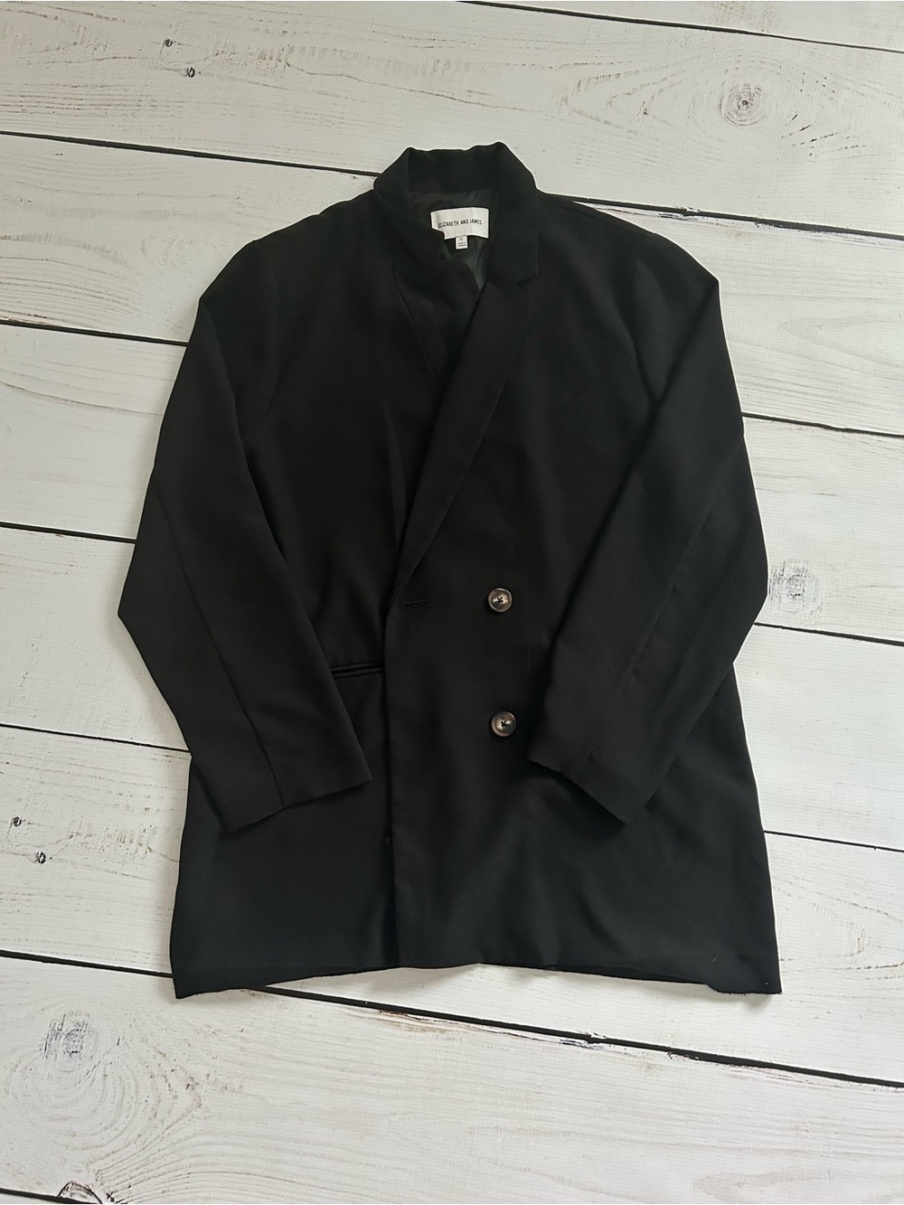 Elizabeth and James Black Double-Breasted Pea Coat